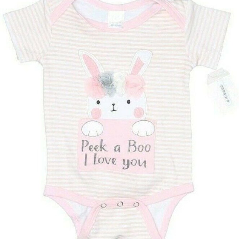 Baby Ganz 1 Piece Outfit Baby Girl Peek a Boo Bunny Love You Bodysuit 0/6 Months